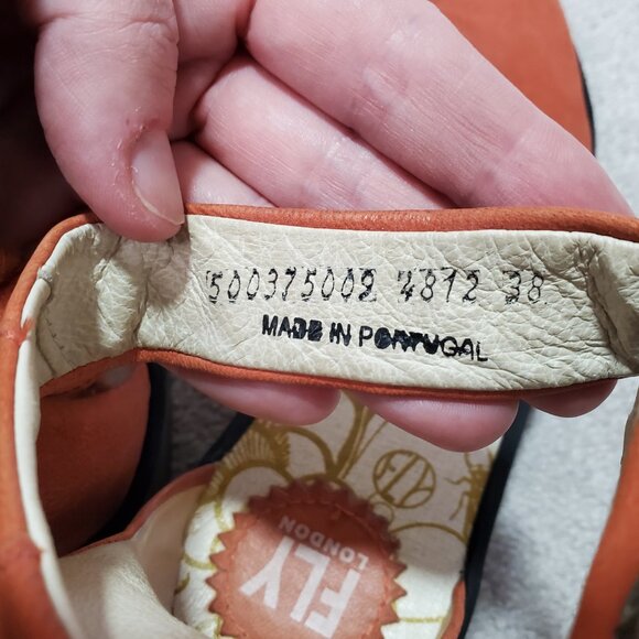 FLY LONDON Yake Ankle Strap Wedge Shoes Heels Leather Poppy Orange Women's 38 - Picture 8 of 13